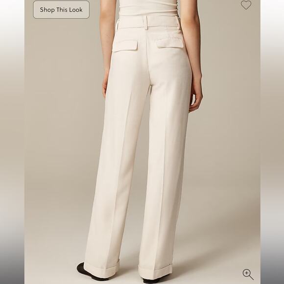 J.Crew Tall cuffed wide-leg trouser in luster canvas 6-Tall - Picture 3 of 9